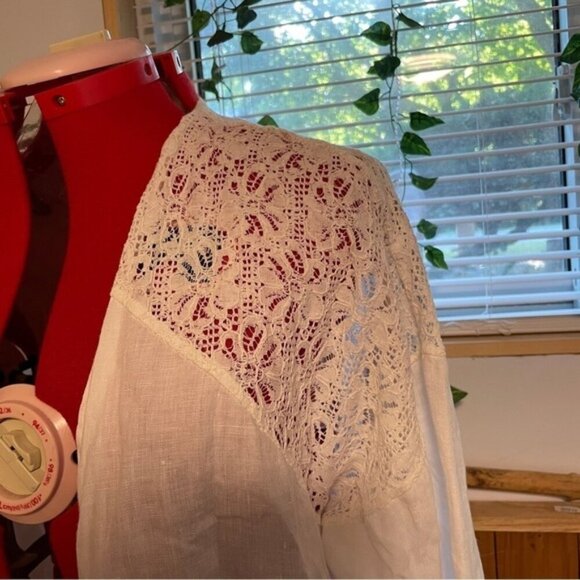 Bellambia White Linen Lace Blouse Open Cardigan Boho Minimalist Style Size 2X - Picture 8 of 9